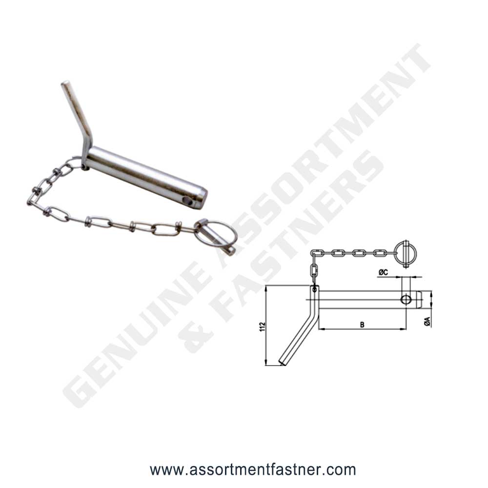 BENT HANDLE HITCH PIN (WITH LINCH PIN CHAIN) Suppliers Distributors in Ontario Canada USA Agriculture Equipment Spare Parts Supply Chain
